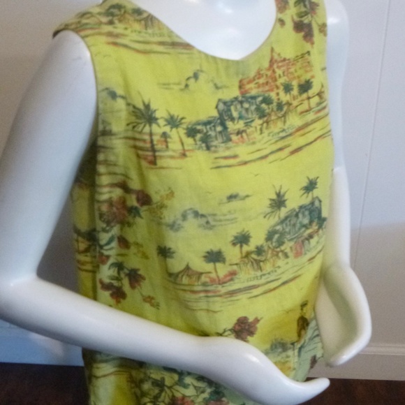 CUT*LOOSE LINEN SLEEVELESS SHELL TOP sz-L TROPICAL COLOR - Picture 7 of 12